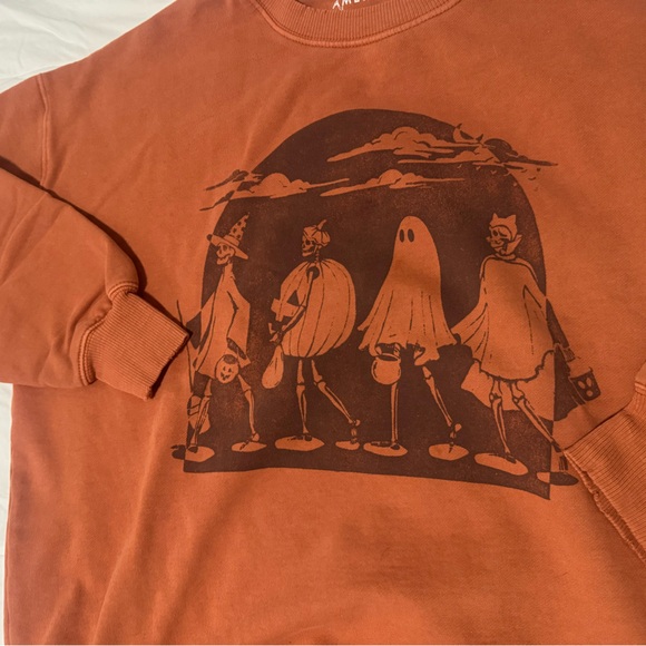 American Eagle Burnt Orange Skeleton Sweatshirt - Picture 2 of 3